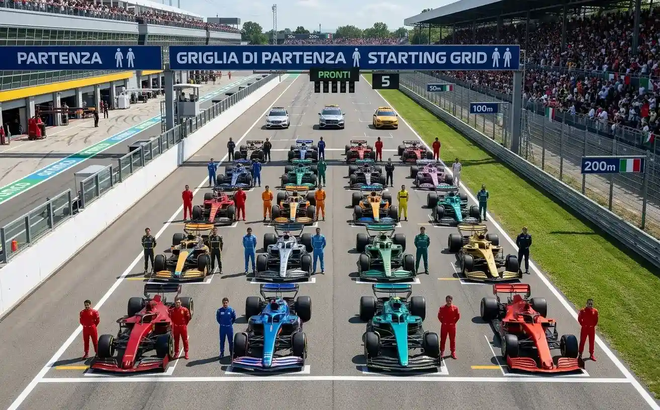 Griglia di partenza F1 2026 con undici scuderie e ventidue monoposto