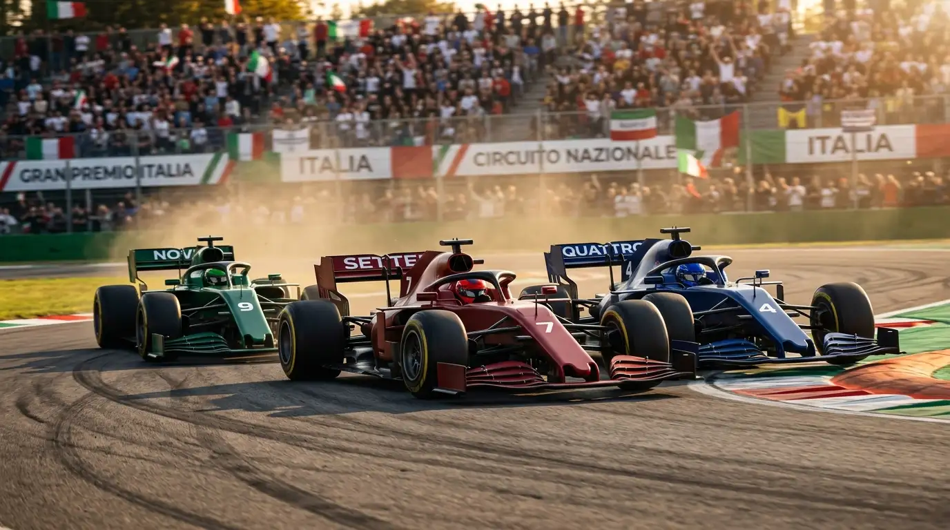 Tre monoposto di Formula 1 nelle prime posizioni durante la gara