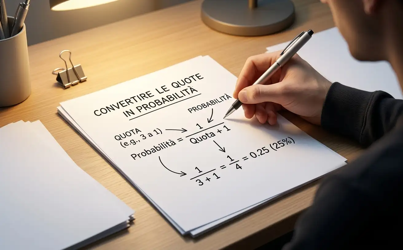 Rappresentazione grafica della conversione da quota a probabilità