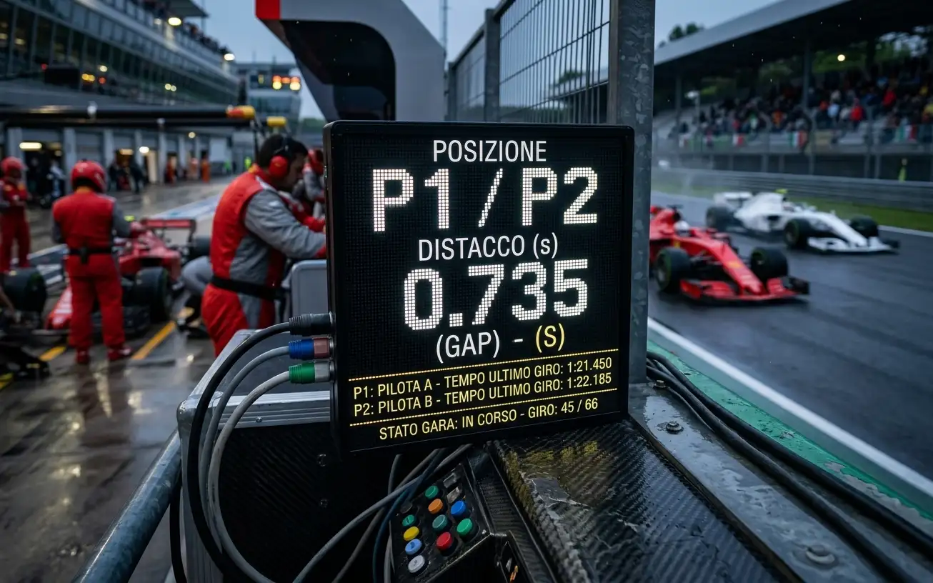 Distacco cronometrico tra due monoposto di Formula 1 in gara