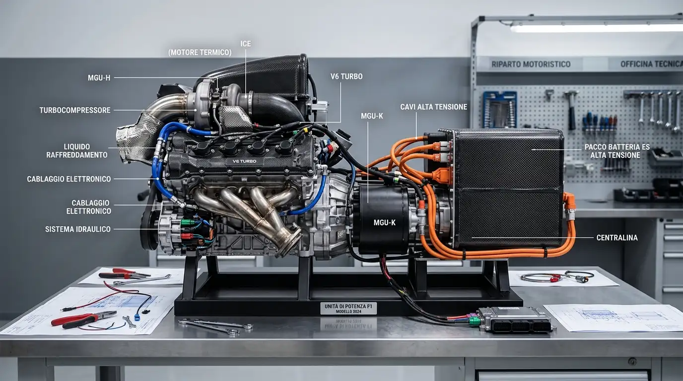 Nuova power unit ibrida F1 2026 con componente elettrica al 50 percento