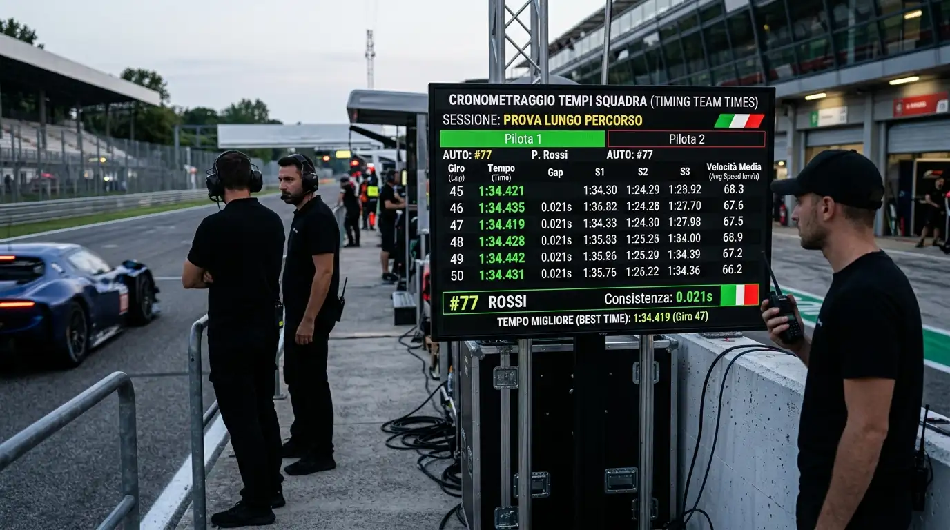 Sequenza di giri con tempi costanti durante un long run di prove libere