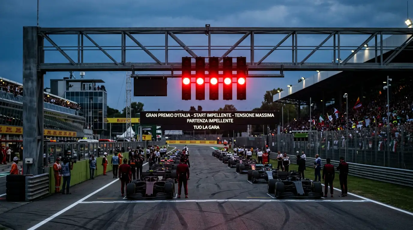Semaforo di partenza di un Gran Premio di Formula 1 che si spegne