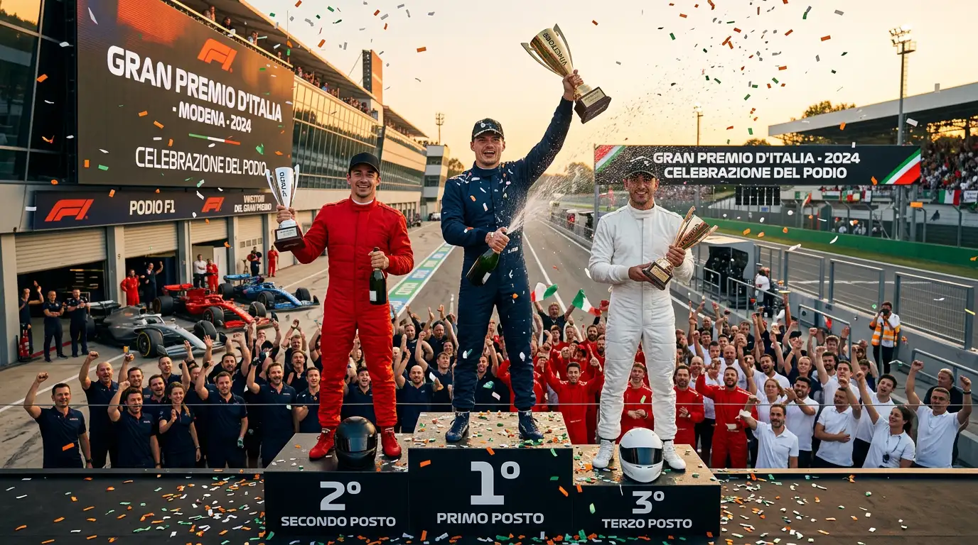 Celebrazione sul podio dopo un Gran Premio di Formula 1