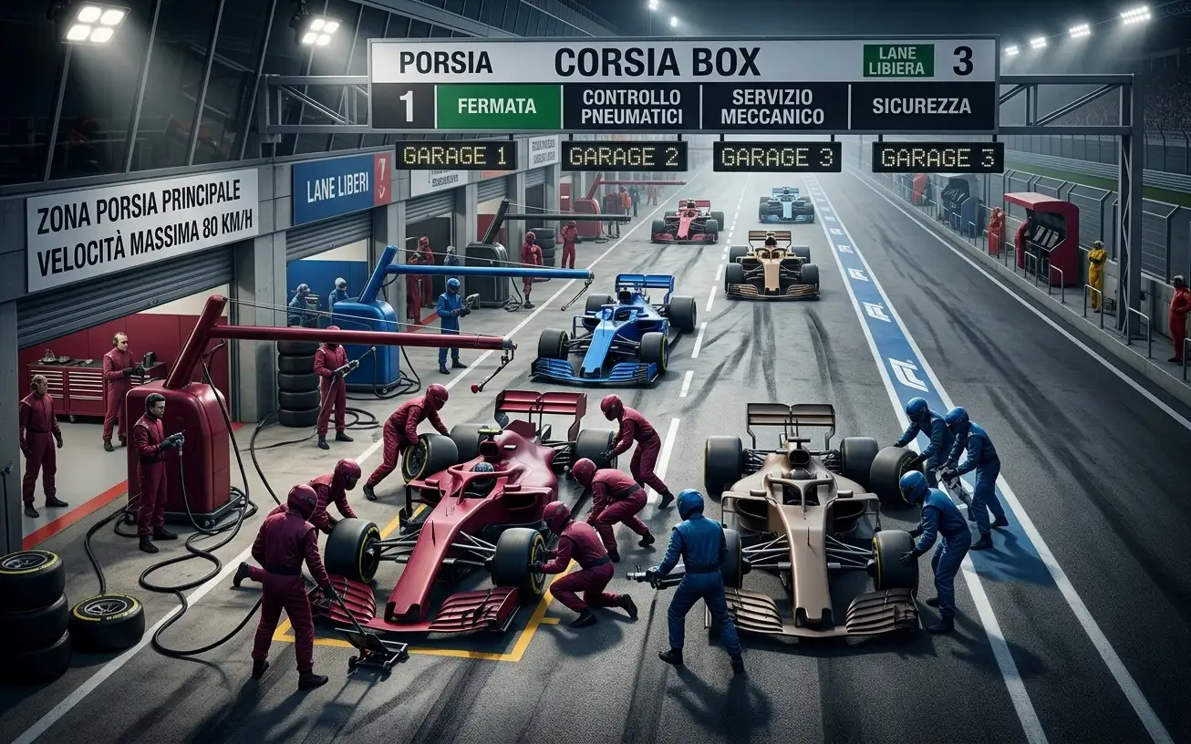 Sequenza di pit stop durante un Gran Premio di Formula 1