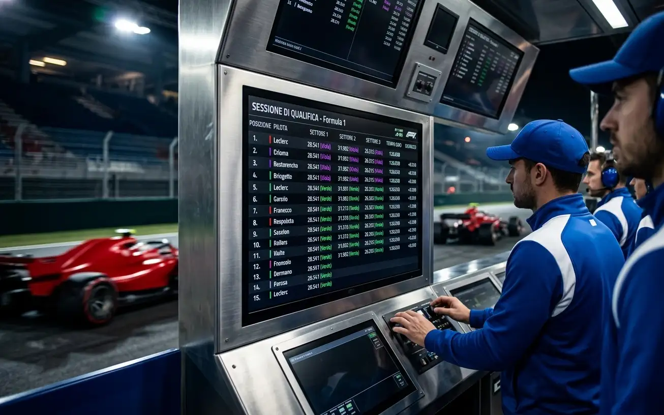 Schermata con tempi settoriali di una sessione di qualifica di Formula 1