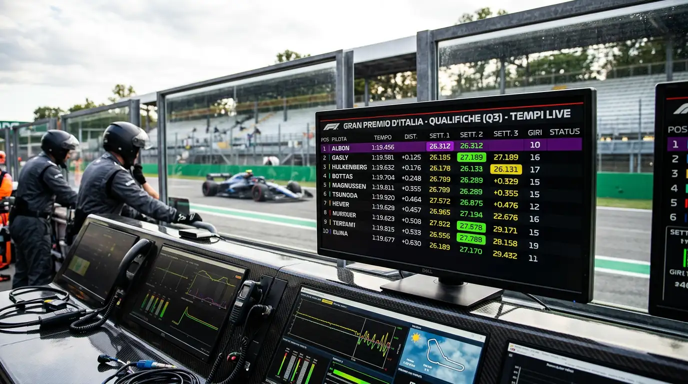 Schermata con tempi settoriali delle prove libere di Formula 1