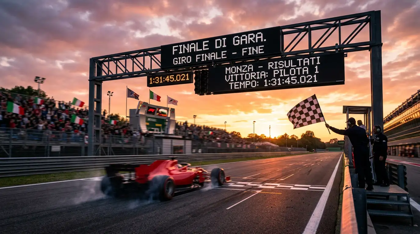Monoposto di Formula 1 che taglia il traguardo per risultare classificata