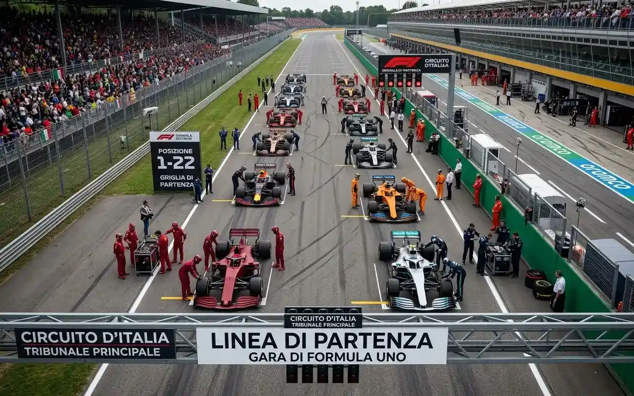 Griglia di partenza di Formula 1 con 22 monoposto schierate
