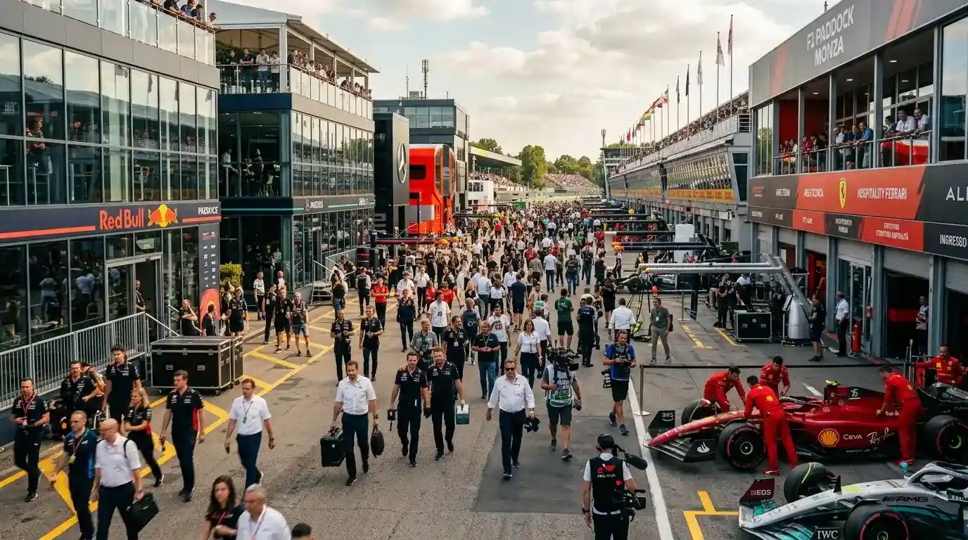 Paddock di Formula 1 durante il fine settimana di gara